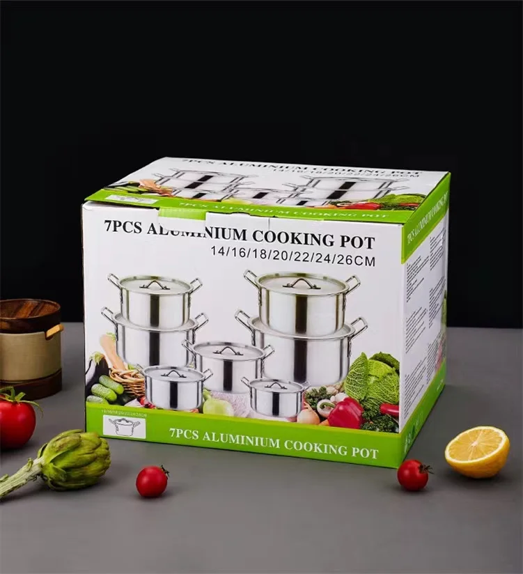 Best selling 7pieces 14cm 16cm 18cm 20cm 22cm 24cm 26cm aluminium panelas cookware set Korean soup pot