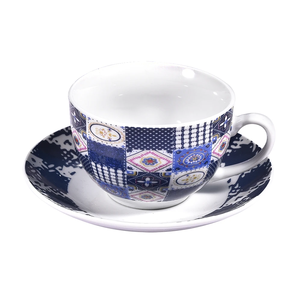 Factory direct supply 220ml Porcelain Cup & Saucer Ceramic Coffee Cups And Saucers with Decal 12pcs