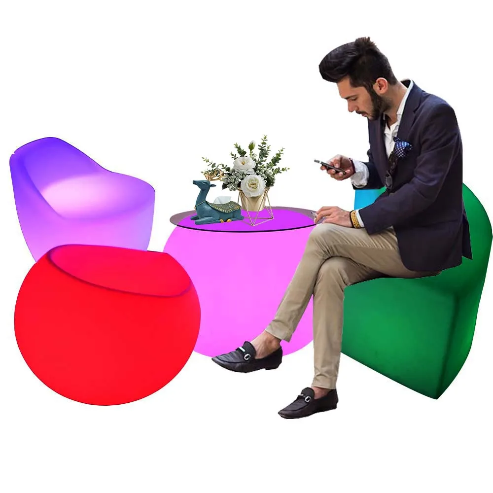 Glowing LED light up bar furniture LED bar table with ice bucket/outdoor garden led furniture tables chairs bar stool cube chair