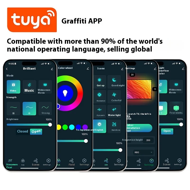 HDMI 2.0 led Sync box Screen Lighting Kit For TV Smart Music Ambient TV Backlights WiFi Dream Color RGBIC TV LED Strip Lights