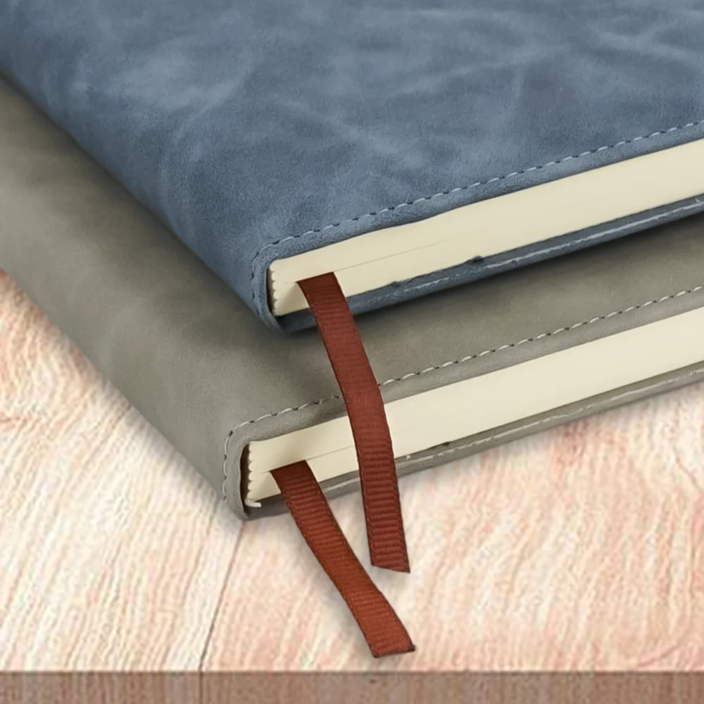 Leather Pu Custom Workout Dairy A5 Financial Wide Ruled Subject Notebook with Colorful Bookmark