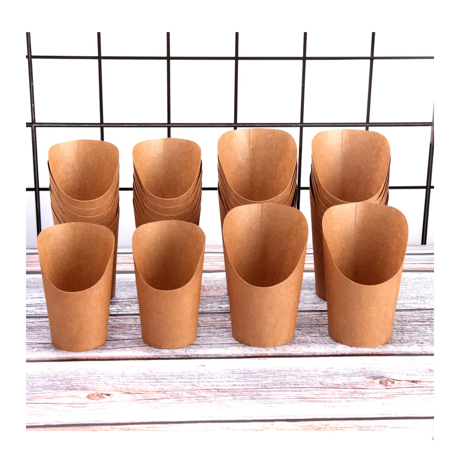 Easy To Use Disposable Hot Barbecue Chips And Nuggets Cup Water and Oil Proof French Fries Kraft Paper Cups