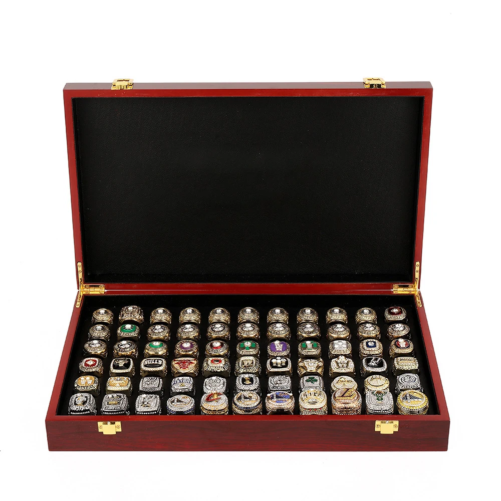 New 1957-2022 Basketball Championship Rings Hip Hop Jewelry Mens 66 Pieces Chunky Knuckle Ring Set With Wooden Box