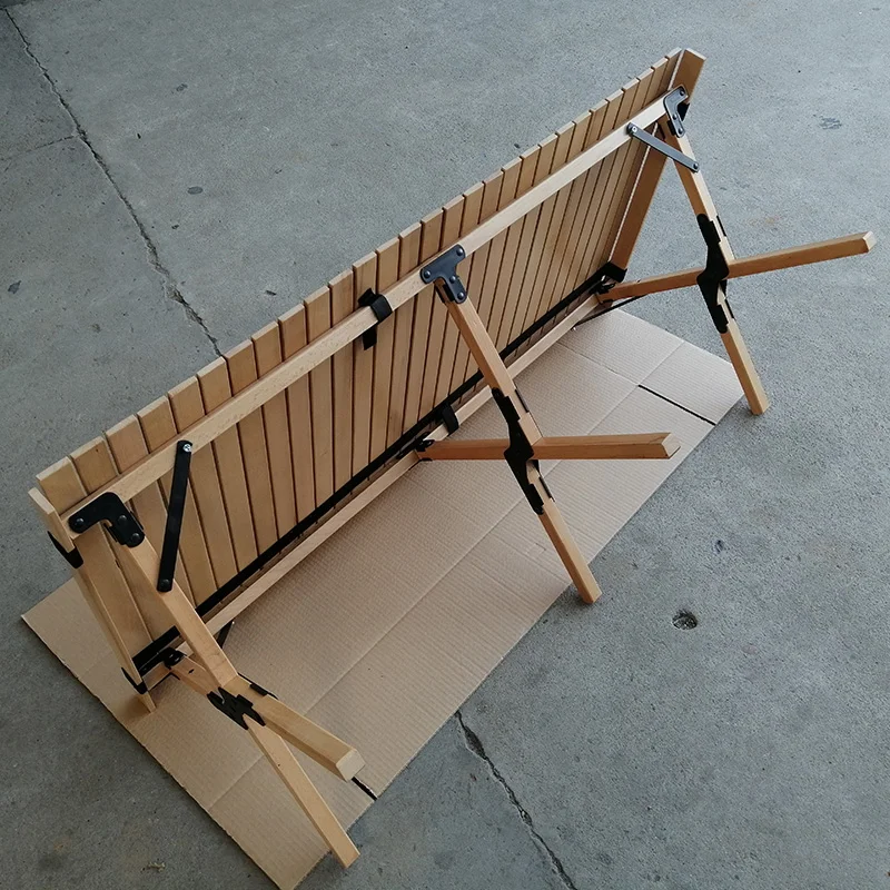 wholesale good quality durable wooden outdoor foldable portable three legs fold away camping table with storage bag