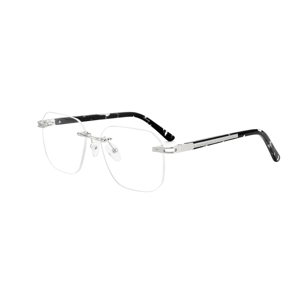 New Rimless Stainless Optical Glasses Metal Rimless Eyewear Square Gold Frames for Men Women