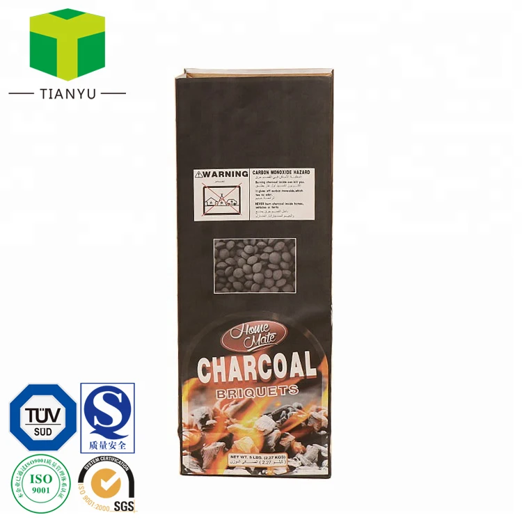 4lbs 11lbs Kraft Paper Charcoal Bag Manufacturer for Hardwood Lump Coal Briquet Shisha Packaging Bag