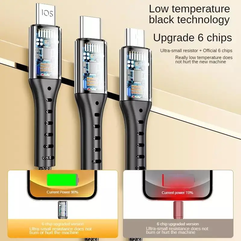 1 м 3 в Micro USB Type C зарядный кабель Multi Usb порт нейлоновая оплетка 5A зарядная линия для мобильного телефона 66 Вт Проводные кабели