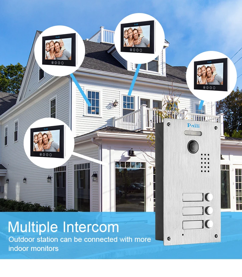 Multi apartments commax Intercom system 2 wires video door phone system  with  audio door phone