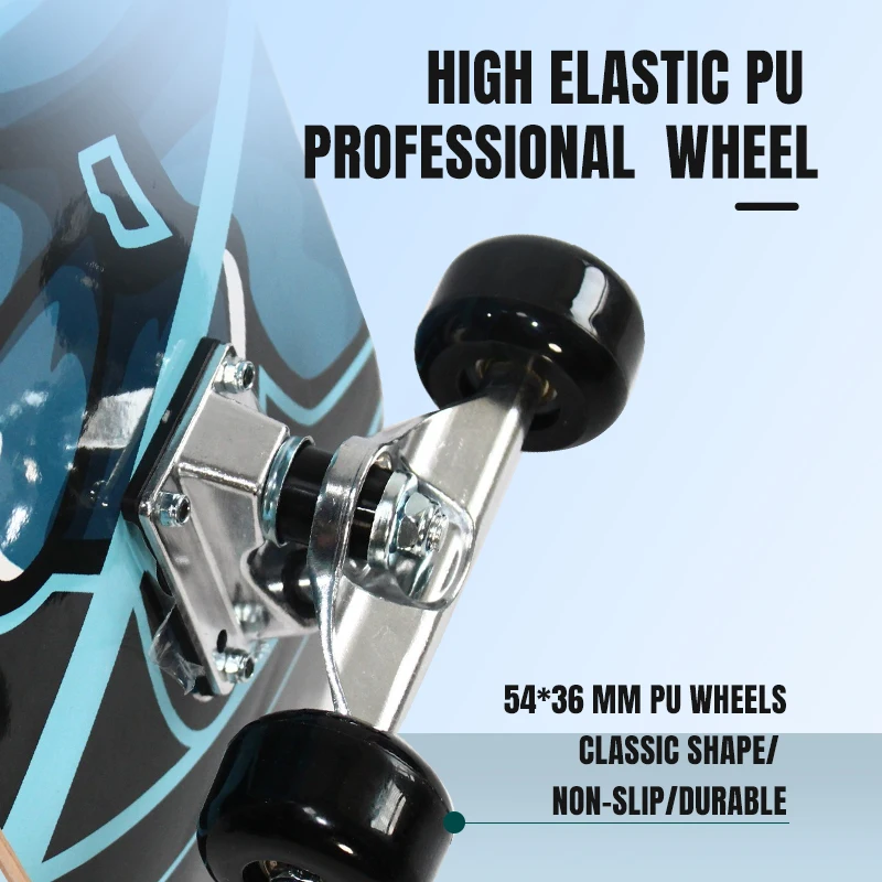 Adult Skateboard with Deck Design and Sandpaper Features for Optimal Riding Experience