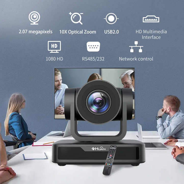 Full HD 1080p 10X Optical Zoom PTZ Video Conference Camera for Midsize Large Rooms