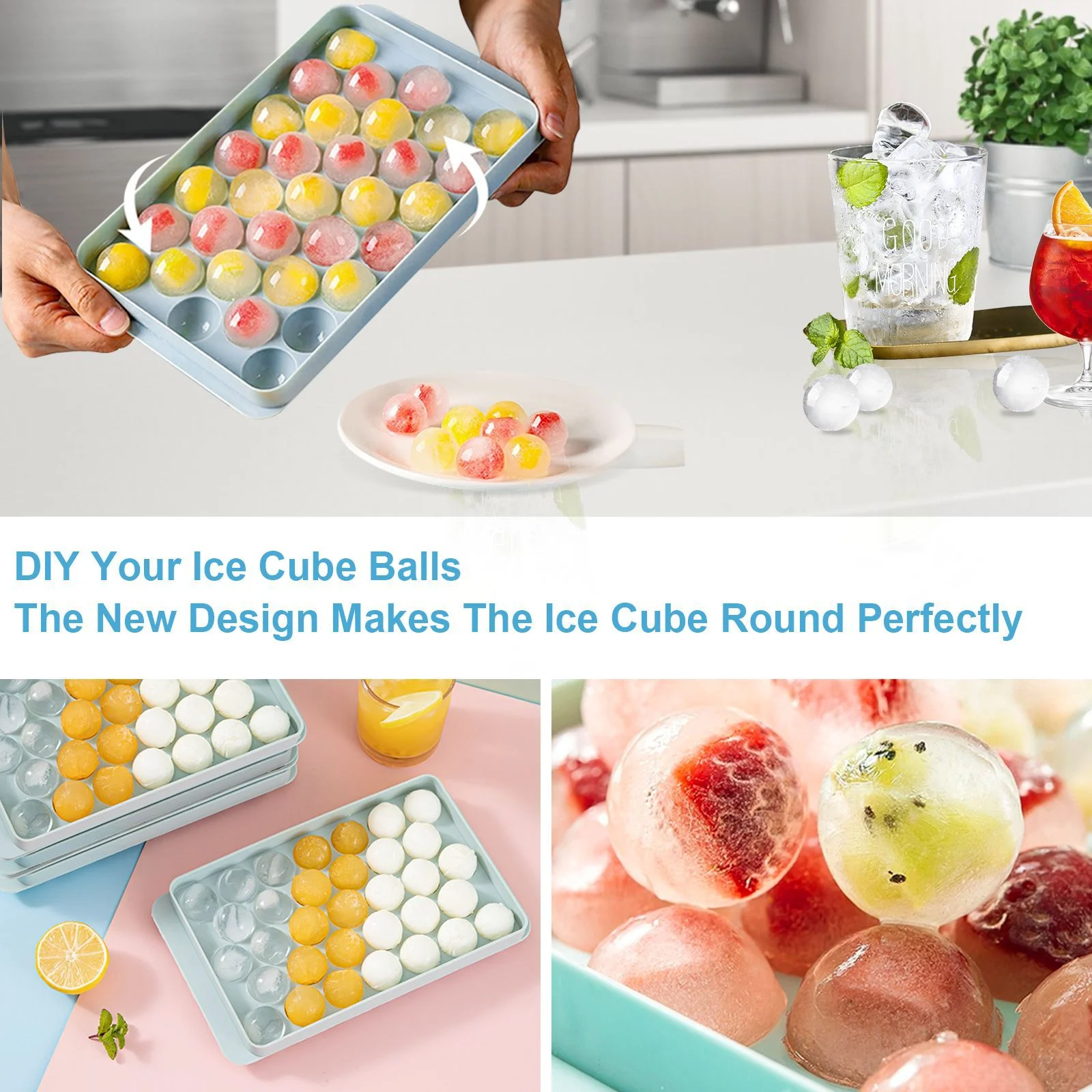 Y805 Ice Cube Tray Balls,round Ice Ball Maker Mold For Freezer,sphere Ice Cube Tray Making 1in X 33pcs Circle Ice