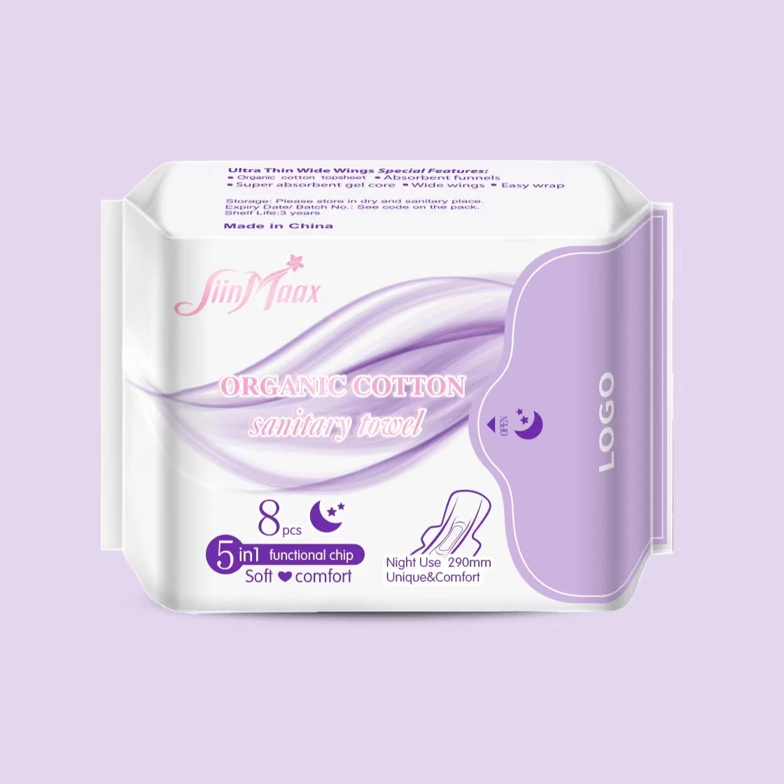 Organic Cotton Menstrual Feminine Hygiene Period Lady Napkin Sanitary Pad For Women