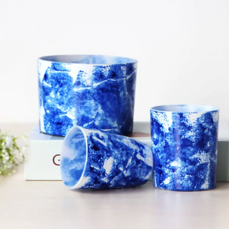 30cl оптовая продажа стеклянных свечей с крышкой и тройным фитилем