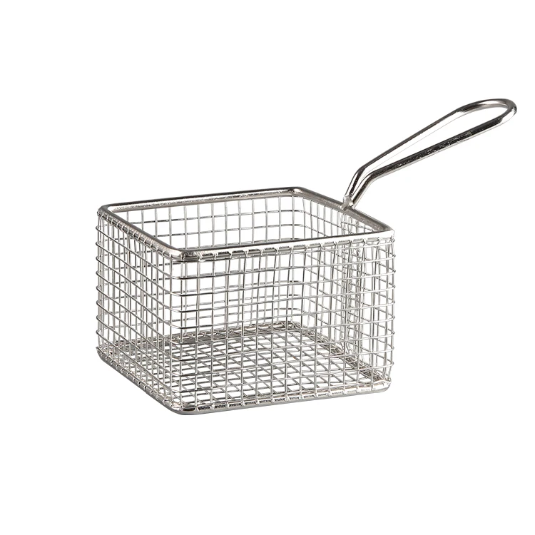 Stainless Steel French Fries Baskets Home Kitchen Mini Square Fry Baskets Restaurant Storage Filter Baskets Oil Washing Cooking