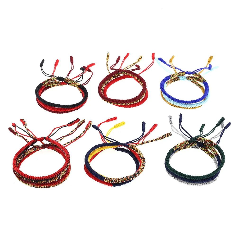Handmade Adjustable Knots Red Rope Lucky Bracelet Braided Macrame Buddhist Tibetan Bracelet For Men And Women
