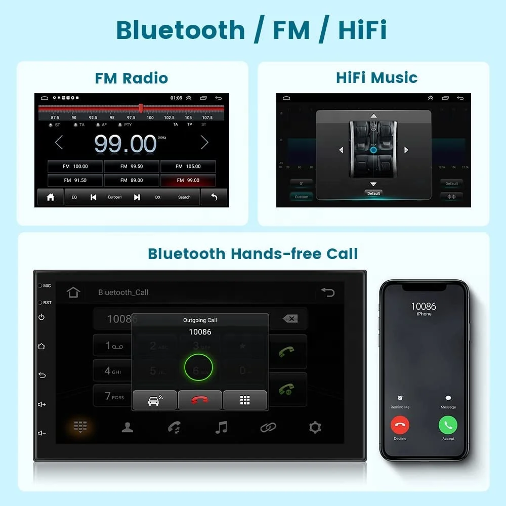 Автомагнитола Podofo 2 Din Android 1 + 32/2 64 ГБ 7 дюймов