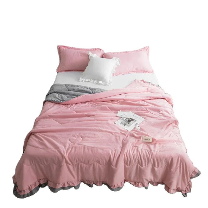 
OEM ODM customized washed 100% cotton lace solid summer quilt bedding duvet cover 