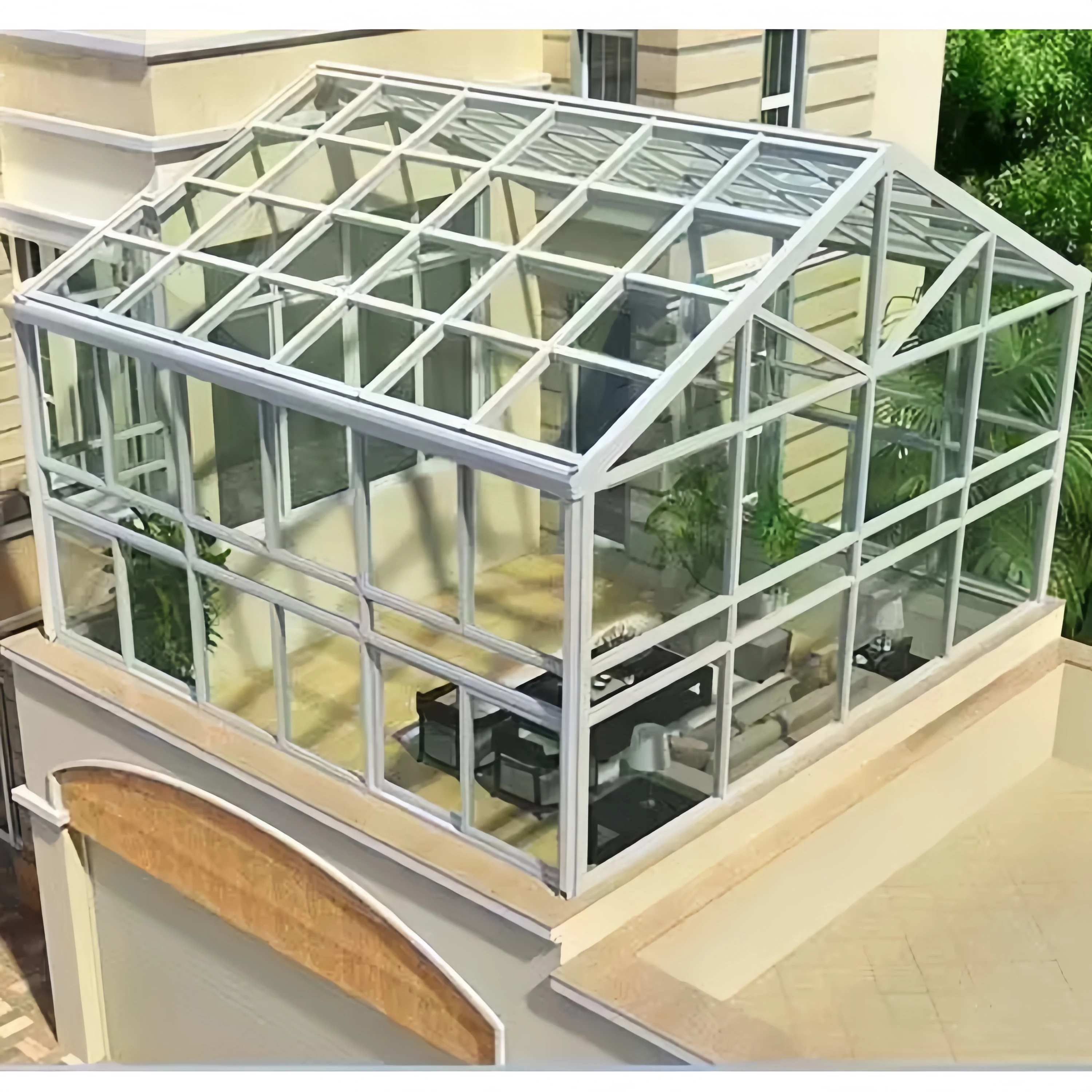 Customized design China double glass green house solarium aluminium sunroom garden veranda sunrooms Glass Roof for sale