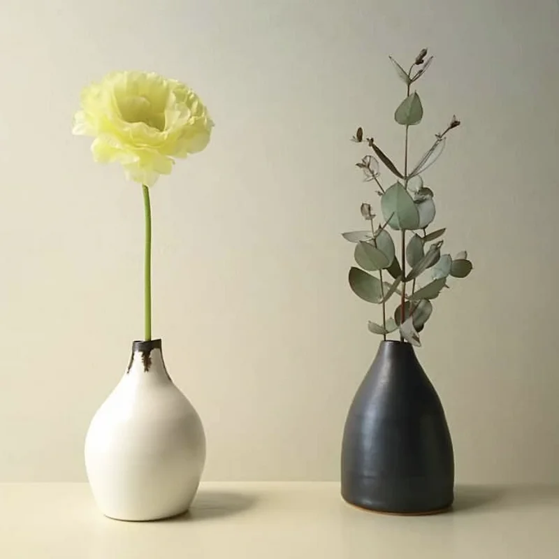 European style matte glaze modern small hotel home wedding decorative ceramic unique flower vase