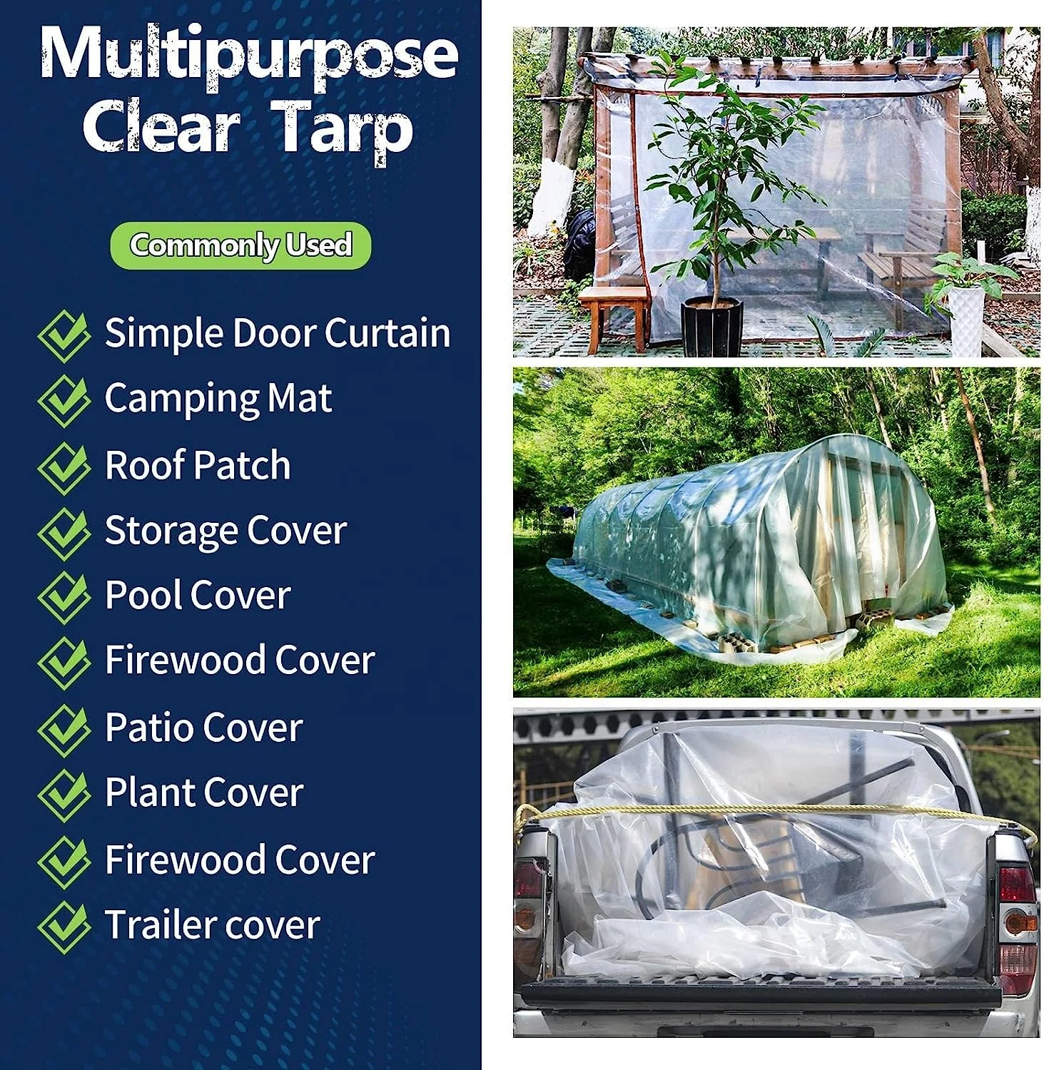 Transparent Waterproof Tarpaulin with Eyelets Plant Cover Poly Tarp Garden Rainproof Garden Plant Outdoor Clear Plastic Tarp