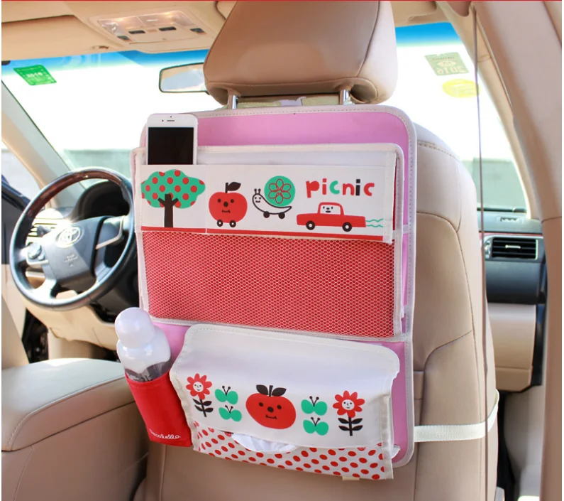Cartoon Pattern Car Seat Back Tissue Holder Storage Hanging Organizer Bag for Baby Kid Child