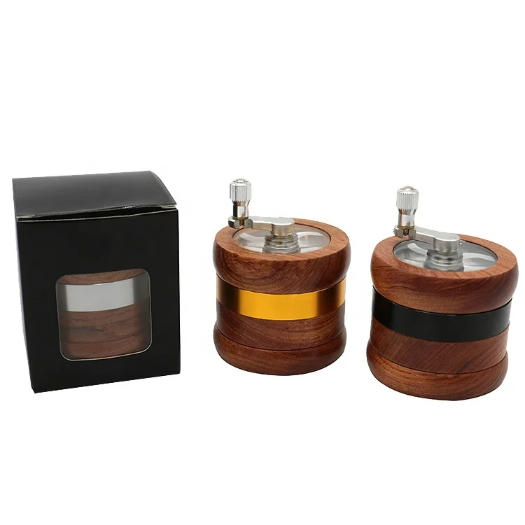 High grade luxurious style durable usage handle Aluminum alloy crusher wood tobacco herb grinder hand crank