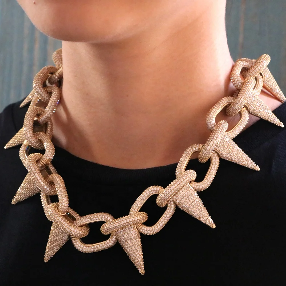 Hip Hop Boys Diamond Thick Gold Plated Chain For Men, Big Size Necklace