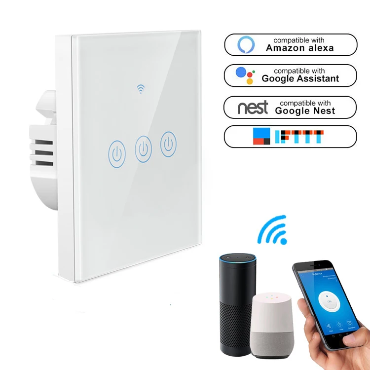 Wifi Wall Smart wifi Switch Tuya APP Remote for High Quality Wireless 220v Light Switch without neutral  UK/EU Standard