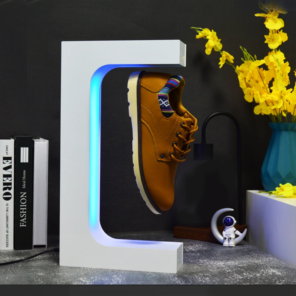 Led Lighting Rotating Device Magnetic Floating Shoe Bottle Display Stand for Decoration