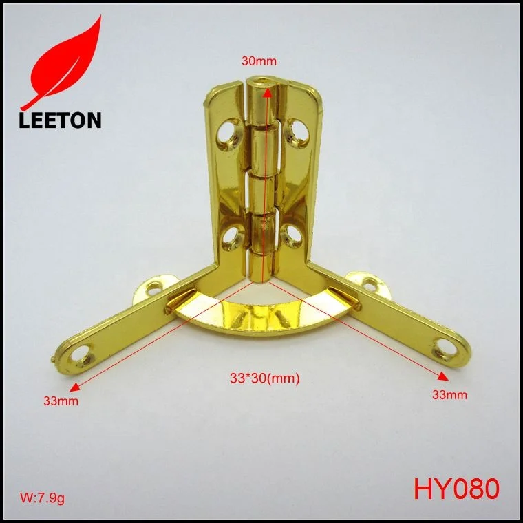 Factory supply high quality 90 /105 degree shiny gold quadrant hinge for wooden boxes