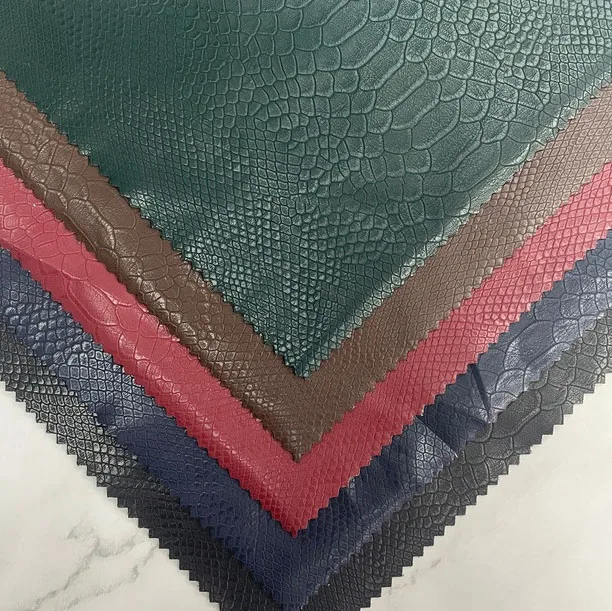 Anti-slip Snakeskin Stretch 0.6 mm Texture Faux Leather Fabric Artificial Synthetic PU Leather Material for Clothes Desk Cloth