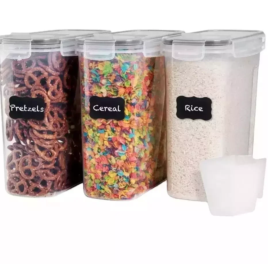 2 Pack 4l Large Plastic Airtight Dry Food Storage Container Set with Lid