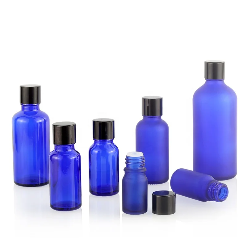 Reasonable Price Cosmetic Container Essential Oil Bottle 10 Ml Blue Frosted Glass In Bottles