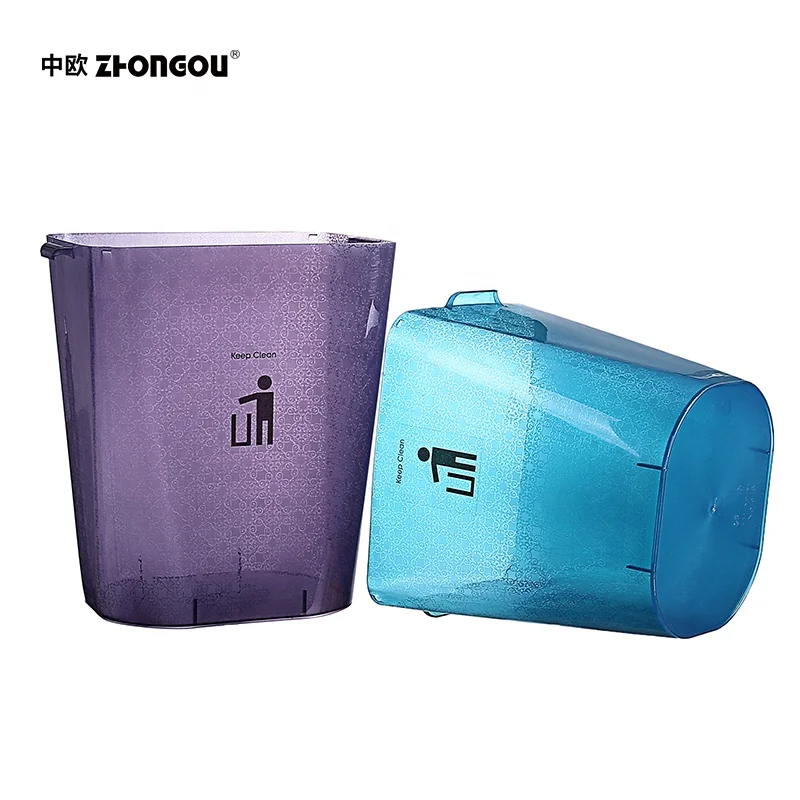 Plastic Rectangle Press Lid Waste Bin Set of 2 Garbage Bin For Bathroom Corner