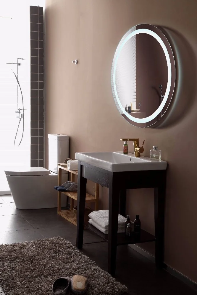 CE IP 44 Round Illuminated Led Light Bathroom Wall Mirror with Multi-functions
