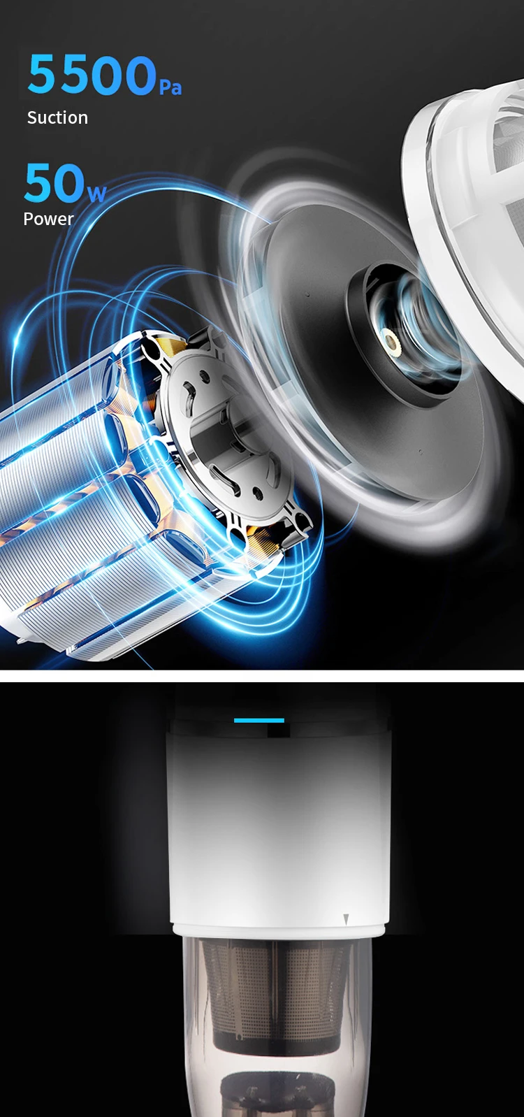 Cordless Handheld Stick Vacuum Cleaner Portable Cleaning Mop Cleaner Car Charger Bag Motor PSE Mold Power Battery Time Living