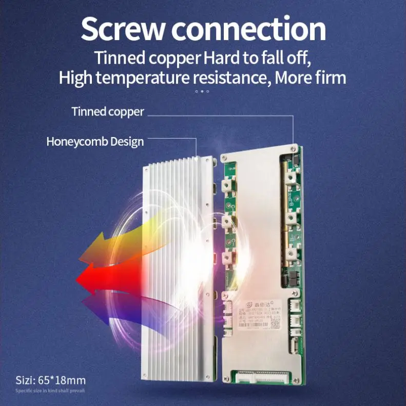 Jiabaida 150a 200a 6-21S smart lithium battery bms UART/BT/RS485/CAN communication/LCD display lifepo4 16s 48v smart bms heating