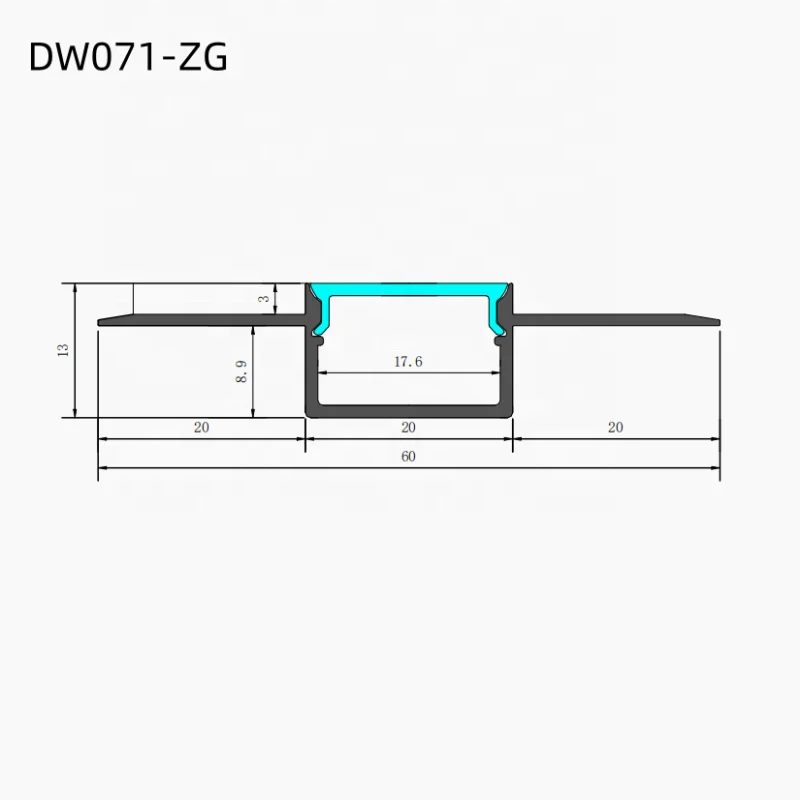 T-образный утопленный в штукатурке алюминиевый экструзионный гибкий профиль для офисного декоративного