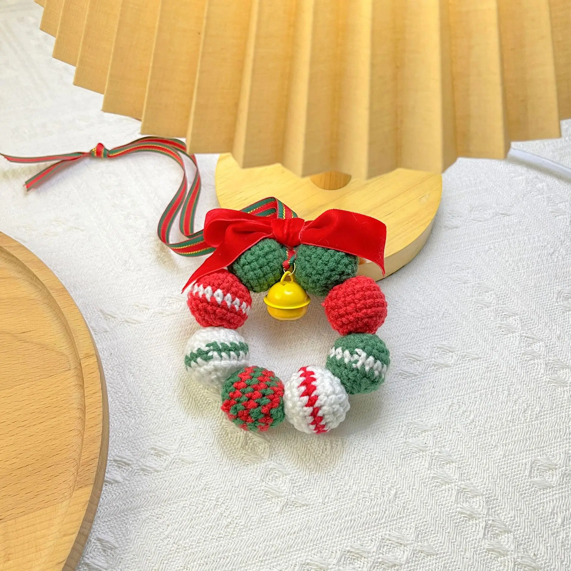 Creative Rope Weaving Decorative Pendant Christmas Vehicle Rear View Mirror Hanging Ornament Handmade Knitted Christmas Gift