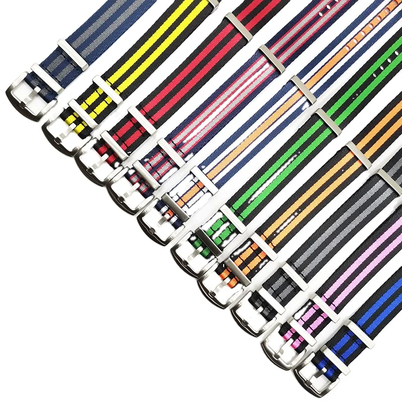 Customized models watch band three rings pin buckle comfortable bracelet pure nylon watch strap