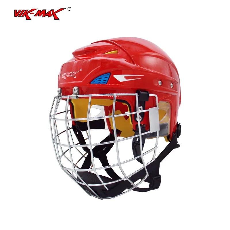 High quality red color ice hockey helmet hockey sport memory cotton lining protective hockey helmet