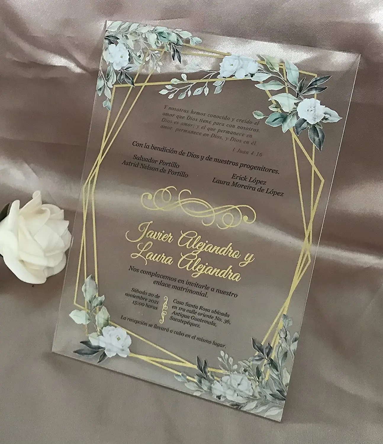 Custom Vintage Acrylic Wedding Invitations Birthday Invitation Cards Menu Cards with Envelopes