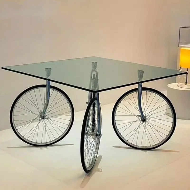 SPARKLE Creative Furniture Tempered Glass Desktop Tire Base 4-person Dining Table