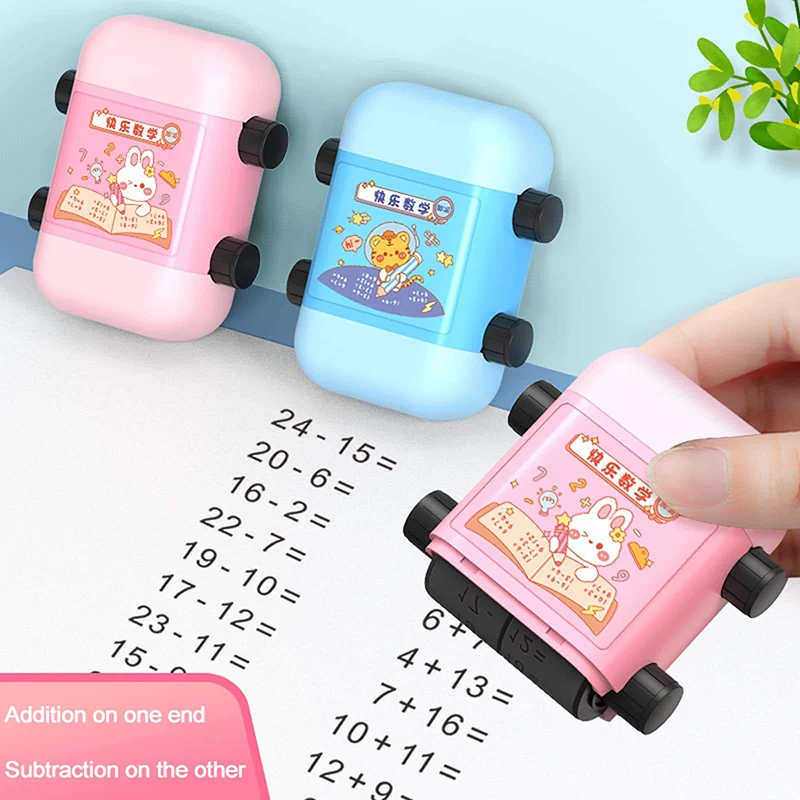 2023 hot sale 2 in 1 Teaching Stamps Roller for Kids, Teaching Addition and Subtraction Number Rolling Stamps for math education