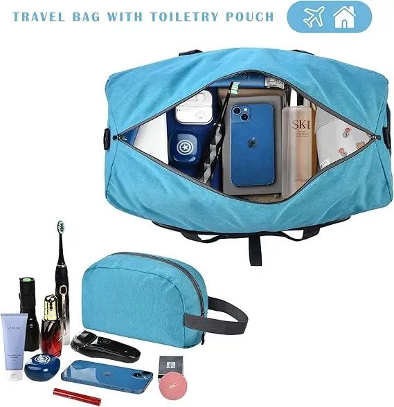 Duffle Bag with Shoes Compartment and Adjustable Strap Foldable Travel Duffel Bags for Men Women Waterproof Duffel Bags