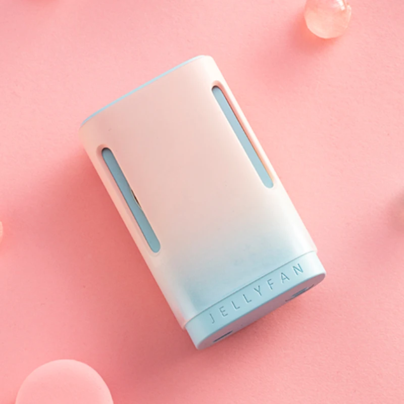 2022 new jelly leafless hanging neck fan usb rechargeable mini portable outdoor sports handheld hanging neck lazy fan