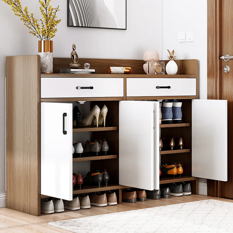 Fashion modern wooden board living room dining room furniture 30 pairs large volume 4 doors 2 drawers shoes rack cabinets