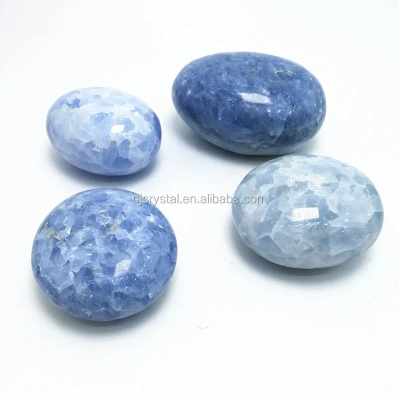 Wholesale Price blue calcite Quartz Crystal  Carving Healing Palm Stone Gifts