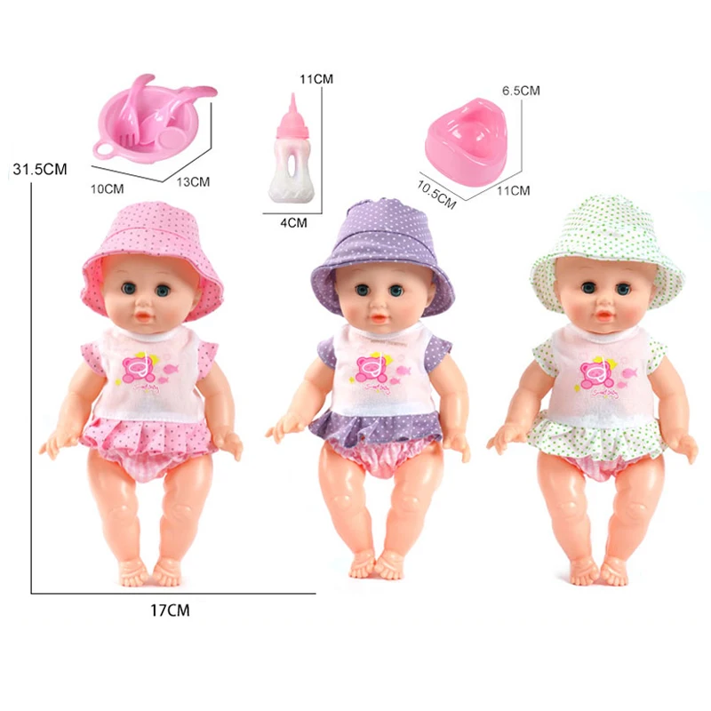 2023 wholesale Pretend Feeding  14 Inch Full Body Vinyl Baby Doll With Sound music doll for baby play