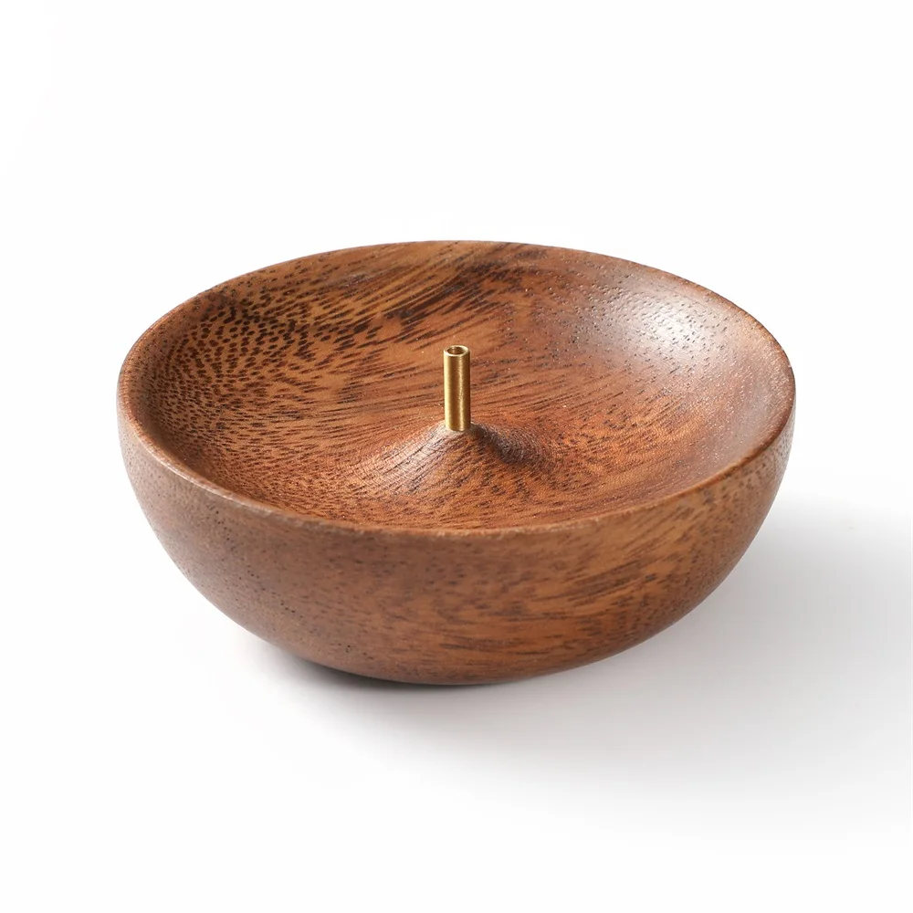 Maxery 2023 Solid Wood Base Incense Holder High Quality Walnut/Ash wood Brass Incense Stick Holder Home Decoration